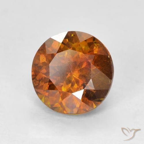 2.27 карата, натуральный Medium Dark-Orange Сфалерит, Круглый, SI-I1