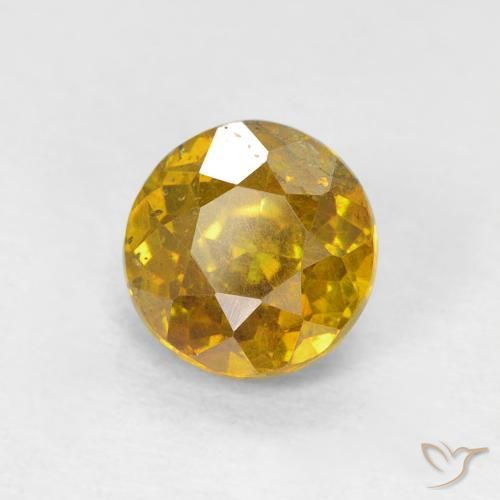 1.22ct Натуральный Медовый желтый Сфалерит, Круглый, SI-I1