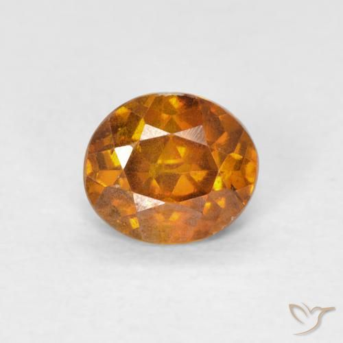 0.78ct Натуральный Коричневато-оранжевый Сфалерит, Овал, VS-SI