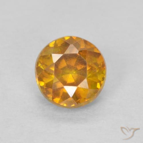 0.45ct Натуральный Абрикос Апельсин Сфалерит, Круглый, SI-I1