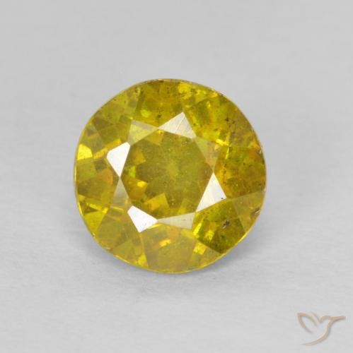1.22ct Натуральный Коричневато-желтый Сфалерит, Круглый, SI-I1