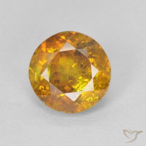 1.24ct Натуральный Золотисто-коричневый Сфалерит, Круглый, SI-I1