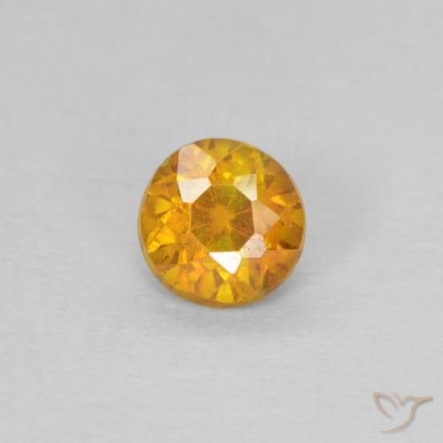 0.25ct Натуральный Оранжево-золотой Сфалерит, Круглый, SI-I1