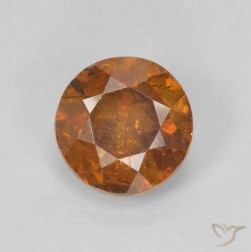 1.26ct Натуральный Красновато-оранжевый Сфалерит, Круглый, SI-I1
