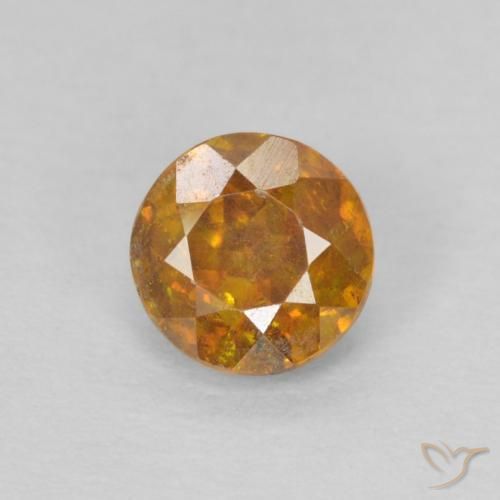 0.59ct Натуральный Глубокий оранжево-золотой Сфалерит, Круглый, SI-I1