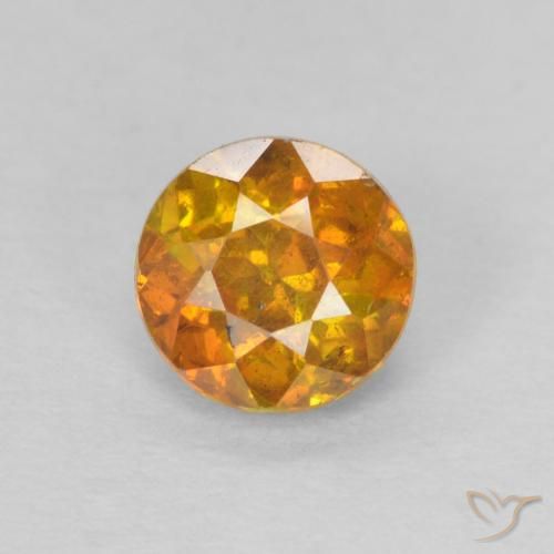 0.71ct Натуральный Глубокий оранжево-золотой Сфалерит, Круглый, SI-I1