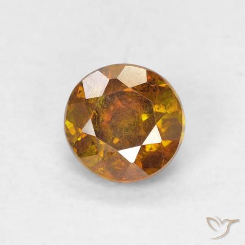 0.61ct Натуральный Золотисто-коричневый Сфалерит, Круглый, SI-I1