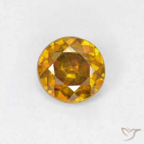 0.48ct Натуральный Золотисто-желтый Сфалерит, Круглый, SI-I1