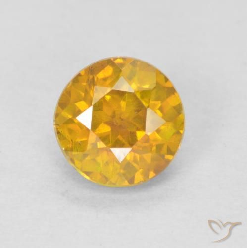 0.69ct Натуральный Золотисто-Апельсиновый Сфалерит, Круглый, SI-I1