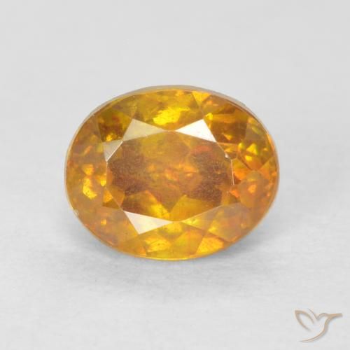 0.91ct Натуральный Темно-оранжево-золотой Сфалерит, Овал, VS-SI