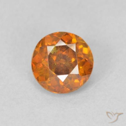 0.58ct Натуральный Оранжево-коричневый Сфалерит, Круглый, VS-SI