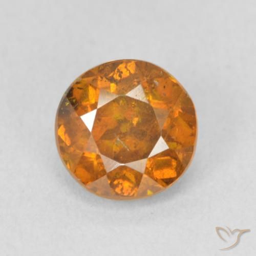 1.37ct Натуральный Оранжево-коричневый Сфалерит, Круглый, VS-SI