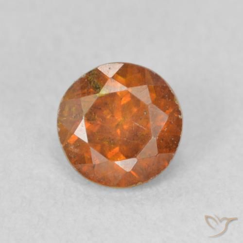 0.65ct Натуральный Темно-оранжевый Сфалерит, Круглый, SI