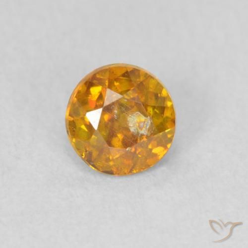 0.44ct Натуральный Темно-оранжевый Сфалерит, Круглый, SI