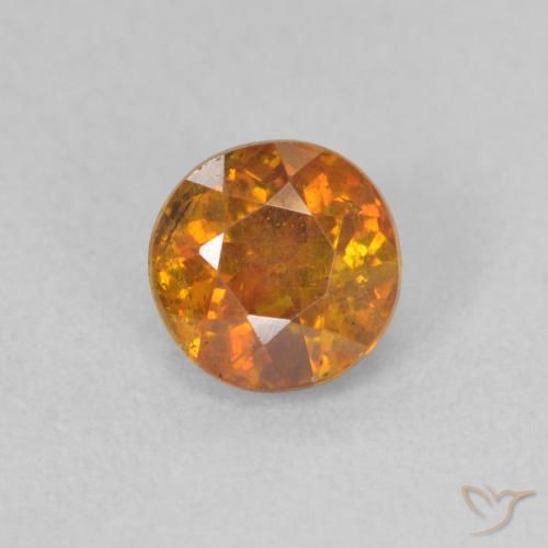 0.81ct Натуральный Оранжево-коричневый Сфалерит, Круглый, SI
