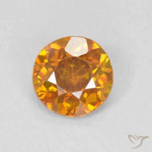 0.47ct Натуральный Темно-оранжевый Сфалерит, Круглый, SI