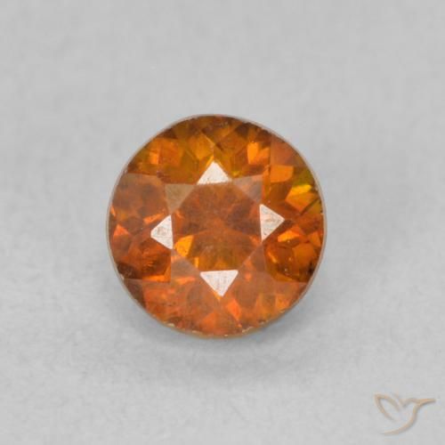 0.73ct Натуральный Темно-оранжевый Сфалерит, Круглый, VS-SI