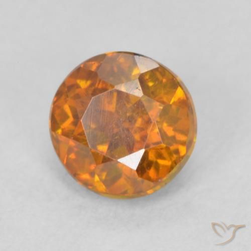 0.64ct Натуральный Земля Оранжевый Сфалерит, Круглый, SI