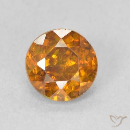 0.77ct Натуральный Земля Оранжевый Сфалерит, Круглый, SI