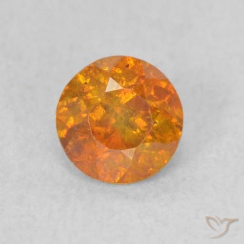 0.70ct Натуральный Янтарный Апельсин Сфалерит, Круглый, SI
