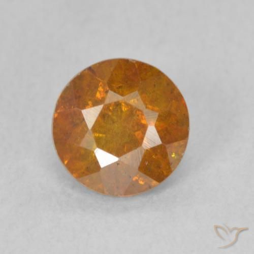 1.04ct Натуральный Темно-оранжевый Сфалерит, Круглый, SI