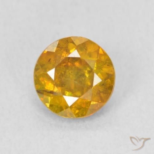 0.74ct Натуральный Темно-золотой апельсин Сфалерит, Круглый, SI