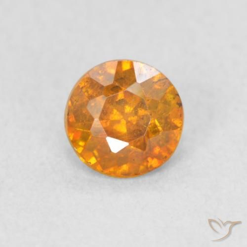 0.45ct Натуральный Медово-оранжевый Сфалерит, Круглый, VS-SI