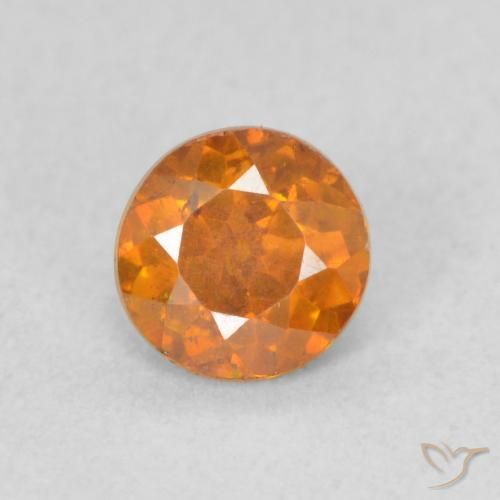 0.57ct Натуральный Интенсивный апельсин Сфалерит, Круглый, VS-SI