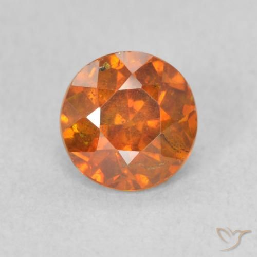 0.83ct Натуральный Темно-оранжевый Сфалерит, Круглый, VS-SI