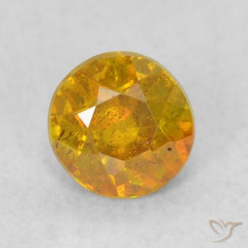 0.42ct Натуральный Оранжево-золотой Сфалерит, Круглый, SI
