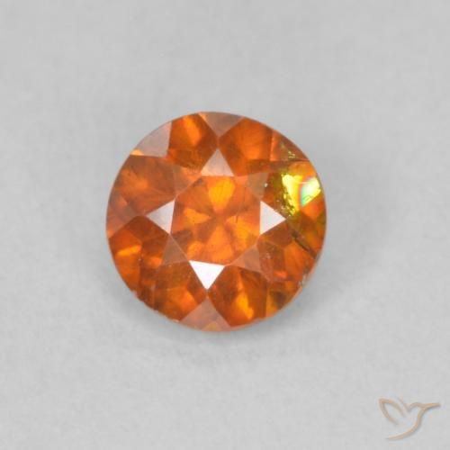 0.42ct Натуральный Темно-оранжевый Сфалерит, Круглый, SI
