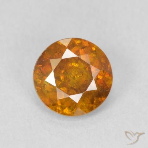 0.87ct Натуральный Коричневато-оранжевый Сфалерит, Круглый, SI