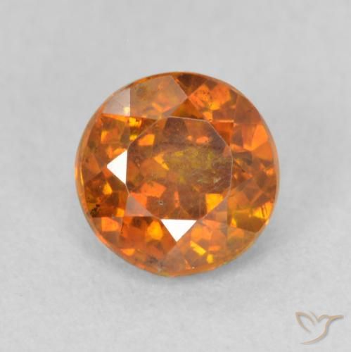 0.89ct Натуральный Темно-оранжевый Сфалерит, Круглый, SI