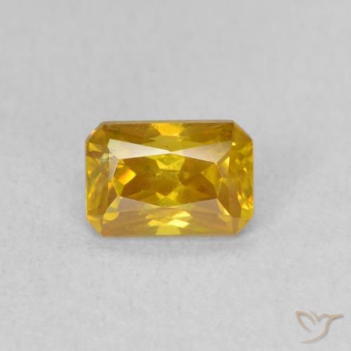 0.96ct Натуральный Золотисто-Апельсиновый Сфалерит, Изумрудная огранка, VS-SI