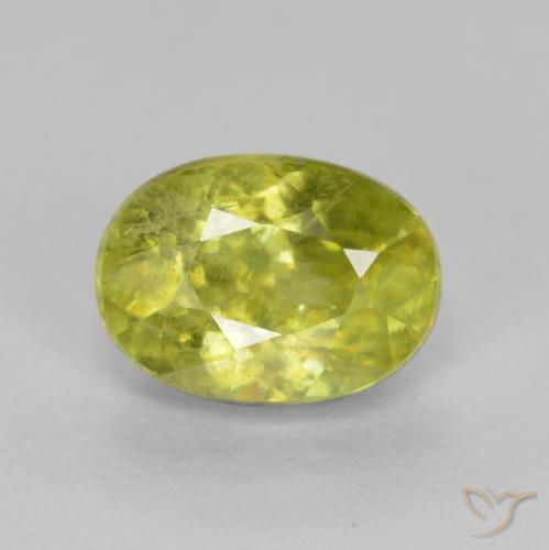 1.22ct Натуральный Средний желтый Сфен, Овал, VS-SI