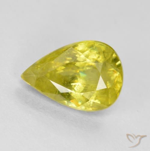 1.11ct Натуральный Кибер-желтый Сфен, Форма груши, VS-SI