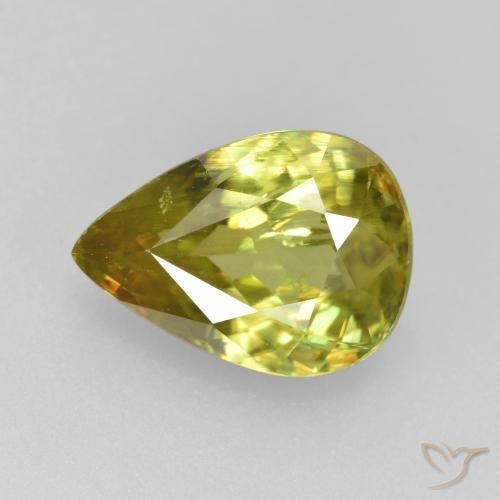 1.89ct Натуральный Средний зеленый Сфен, Форма груши, Чистота VS