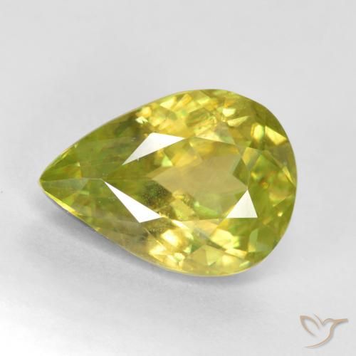 1.93ct Натуральный Средний желтый Сфен, Форма груши, Чистота VS