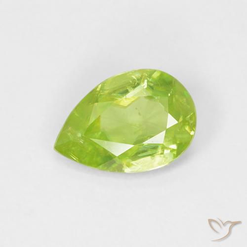 0.67ct Натуральный Ярко-зеленый Сфен, Форма груши, VS-SI