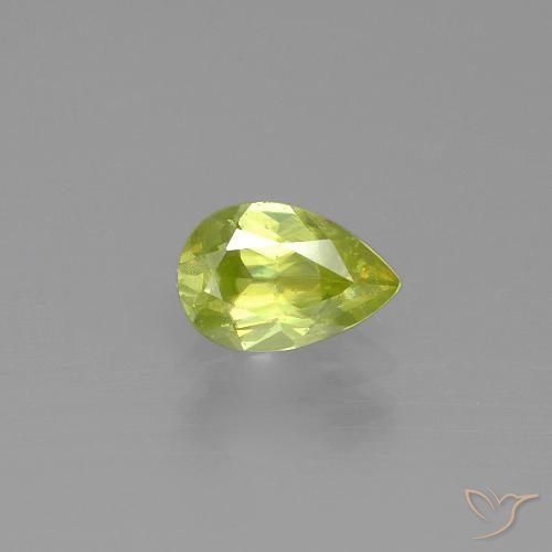 0.84ct Натуральный Лимонно-желтый Сфен, Форма груши, Чистота VS