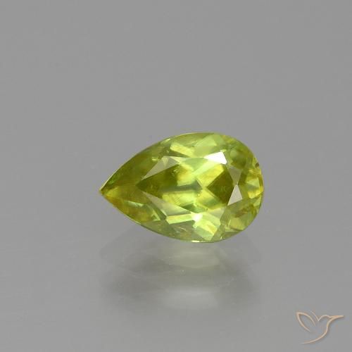 1.10ct Натуральный Лимонно-желтый Сфен, Форма груши, Чистота VS