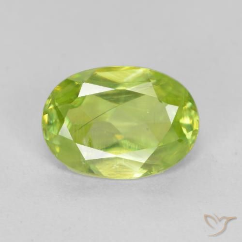 0.98ct Натуральный Живой желтовато-зеленый Сфен, Овал, VS-SI