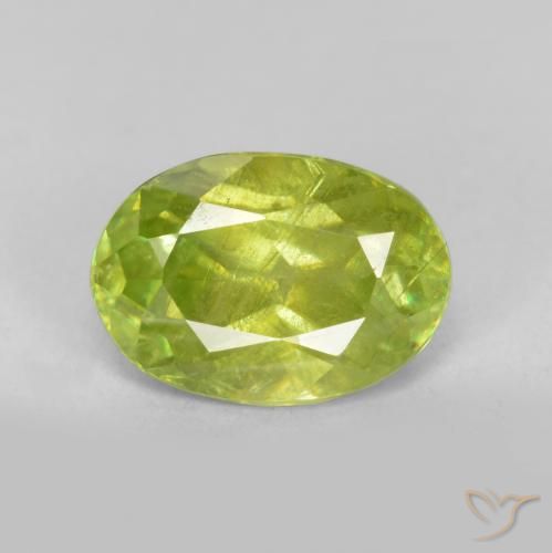 1.15ct Натуральный Ярко-зеленый Сфен, Овал, SI