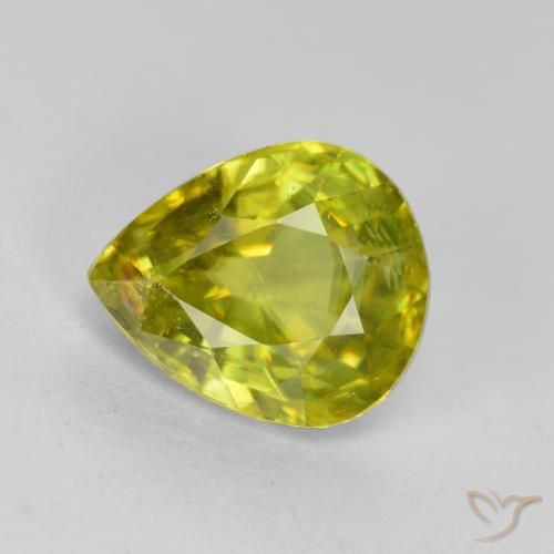 1.56ct Натуральный Теплый лесной зеленый Сфен, Форма груши, VS-SI