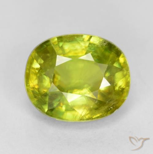 1.75ct Натуральный Средний зеленый Сфен, Овал, VS-SI
