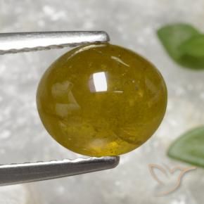 3.20 карата, натуральный Средний желтый Сфен, Овал, Полупрозрачный