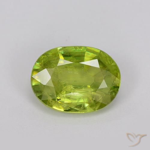 1.54ct Натуральный Ярко-зеленый Сфен, Овал, VS-SI