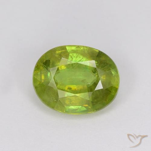 1.23ct Натуральный Ярко-зеленый Сфен, Овал, VS-SI