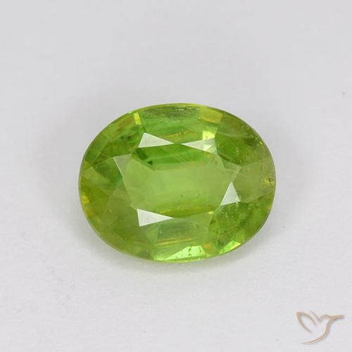 1.14ct Натуральный Средний зеленый Сфен, Овал, Чистота VS