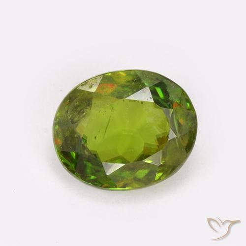 0.92ct Натуральный Травянисто-зелёный Сфен, Овал, VS-SI